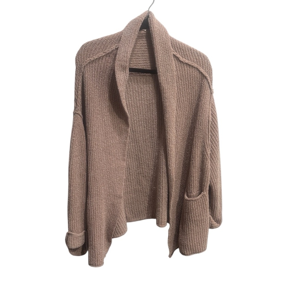 Free People pink neutral comfy cozy shawl fall oversized boho collar cardigan XS